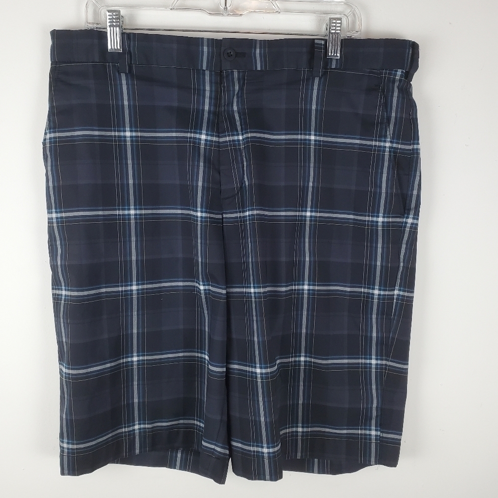 NIKE Shorts Mens 36 Golf Black blue plaid Performance Chino‎ Athletic Outdoor